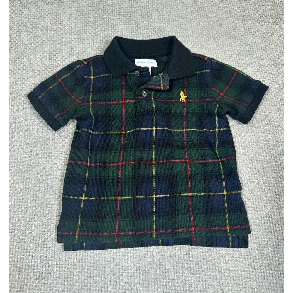 Ralph Lauren Shirt Boys 12 Months Polo Tartan Plaid Pony Logo Cotton